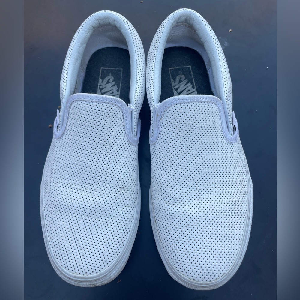 Vans white slip on shoes